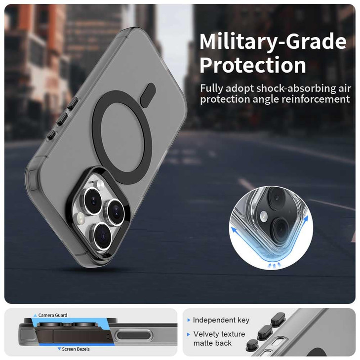 Monwutong Candy Series Slim Case Compatible with MagSafe Magnetic Case for iPhone 16 Pro,Camera and Screen Protection Cover for iPhone 16 Pro,TG Blac