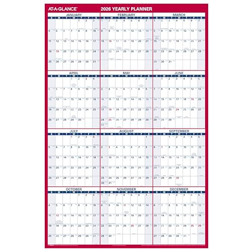 AT-A-GLANCE 2026 Erasable Calendar, Dry Erase Wall Planner, 48" x 32", Extra Large, Vertical-Horizontal, Reversible (PM3262826)