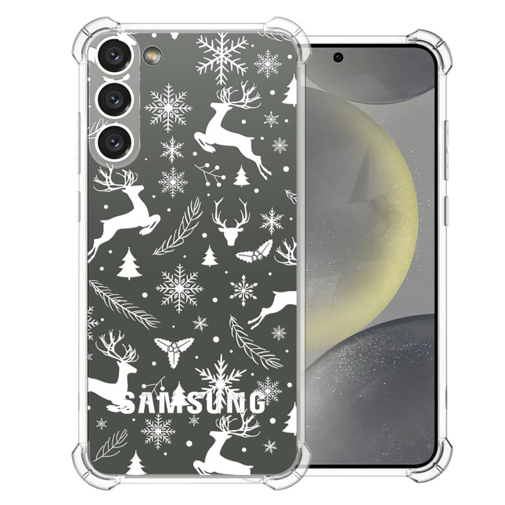 CAROKI Clear Christmas Phone Case for iPhone 16 Pro Max,Xmas Elk Snowflake Pattern Case Cover Soft Protective Cute Cover Boys Girls Phone Case for iP