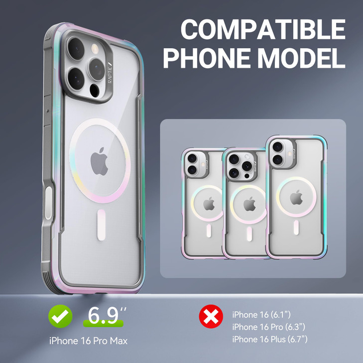 RAPTIC Upgraded Shield 2.0 for iPhone 16 Pro Max Case with Camera Control Capture Button and Sensitive Buttons, Military Grade 13ft Drop Tested, Grad