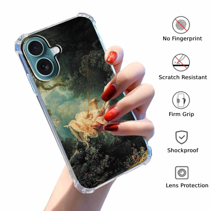 Tobelint Case for iPhone 16 Plus with Renaissance Classic Art Design,Vintage Aesthetic Rococo Art Pattern for Men Women,Clear Slim Soft TPU Bumper Ca