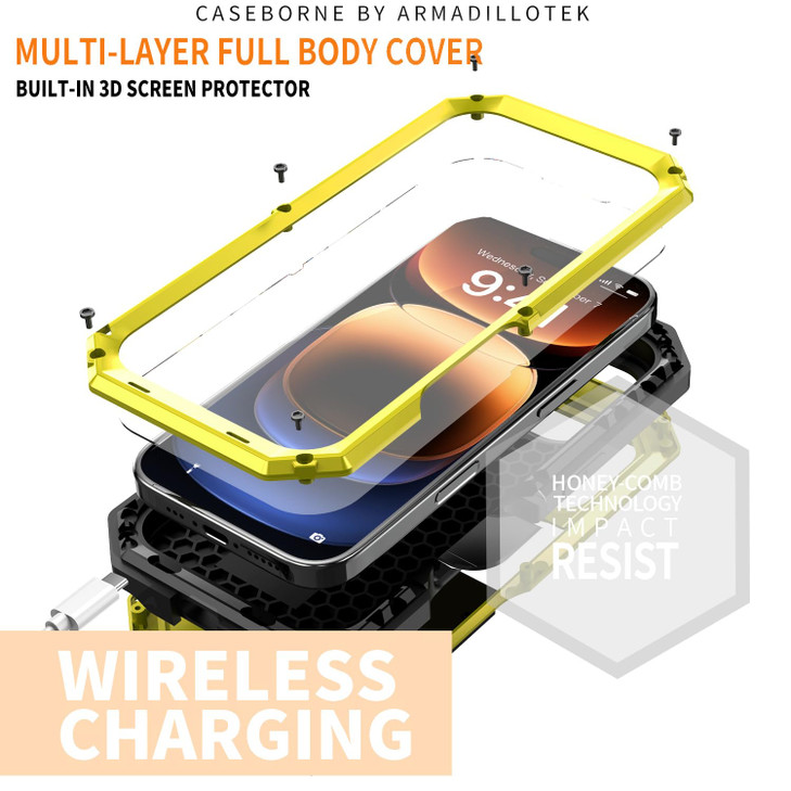 Simicoo Compatible with iPhone 16 Plus Case with Screen Camera Protector Kickstand Rugged Military Metal Heavy Duty Waterproof Case with Screen Prote