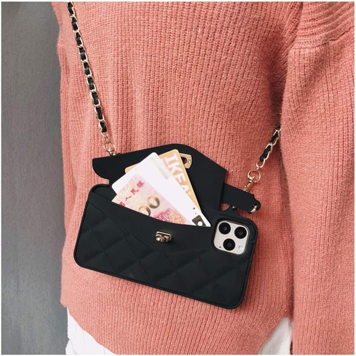 UnnFiko Wallet Phone Case Compatible with iPhone 16 Plus, Cute Light Luxury Bag Design, Purse Flip Card Pouch Cover Soft Silicone Case with Handstrap
