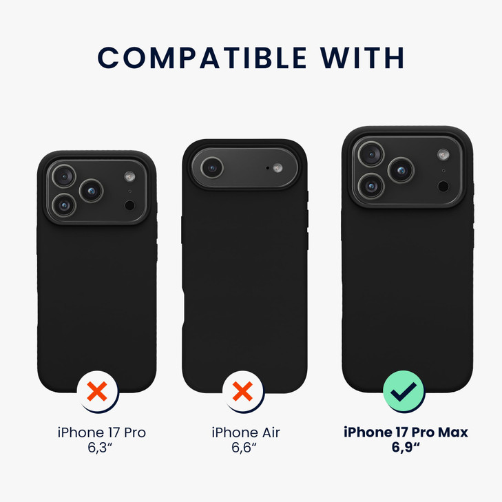 kwmobile Case Compatible with Apple iPhone 17 Pro Max Case - TPU Silicone Phone Cover with Soft Finish - Black