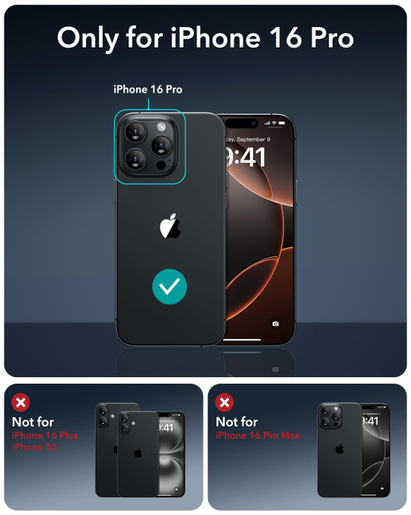 ESR for iPhone 16 Pro Case, Compatible with MagSafe, Shockproof Military-Grade Protection, Magnetic Phone Case for iPhone 16 Pro 6.3 inch, Clear