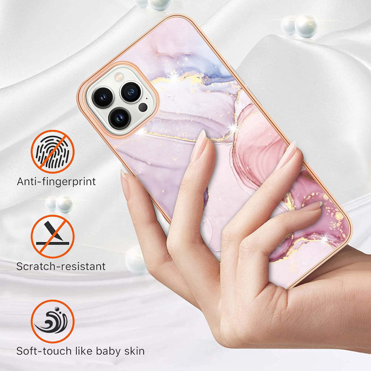 Eilkmcre for iPhone 16 Pro 5G Phone Case, Slim Marble Glitter Design Protection Cover for Women Girls Soft TPU Silicone Bumper Rugged Shockproof Case