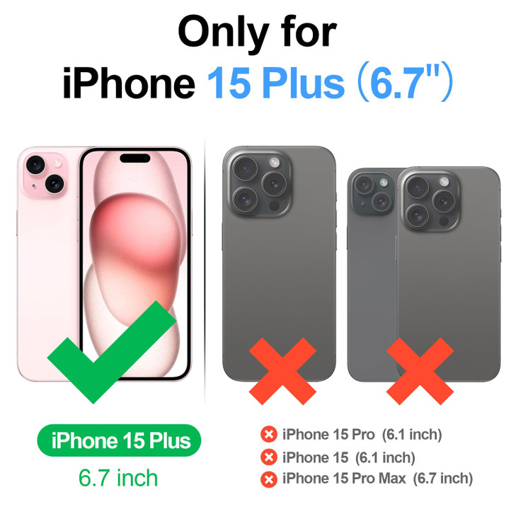 Shieldtop Compatible with iPhone 15 Plus Wallet Case with Card Holder,Women Men RFID Blocking PU Leather Flip Cover Wrist Strap Zipper Credit Card Sl