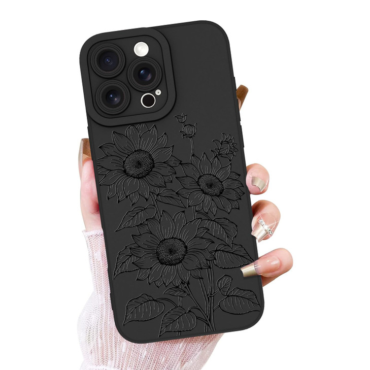 OOK Floral Case for iPhone 16 Pro Max Case, Cute Sunflower Floral Blooms Design Soft TPU Shockproof Protective for Women Girls Slim Phone Cover - Whi