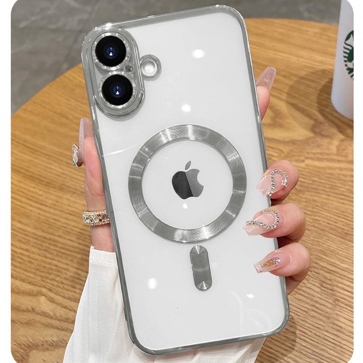ZinLyuen Magnetic Case for iPhone 16 Plus Case Clear Compatible with MagSafe Built-in Camera Lens Protector Soft Slim Shockproof Phone Case Cover for