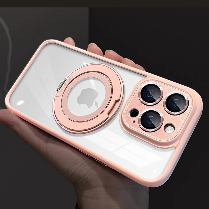 ZinLyuen Magnetic Ring Case for iPhone 16 Pro Max Case Clear 360 Rotatable Ring Holder Compatible with MagSafe Built-in Camera Lens Protector Case Co