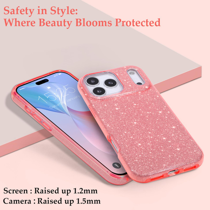 MILPROX Compatible for iPhone 17 Pro Glitter Case 6.3 inch, Stylish Luxury Shiny Sparkle Bling Sparkly Rubber Gel Shell Case Design for Women Girls,