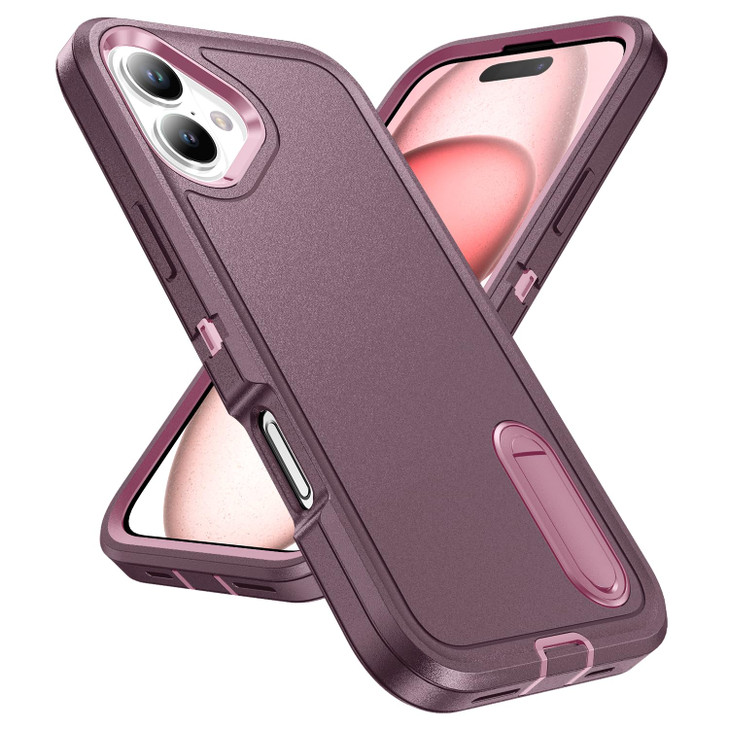 IDweel for iPhone 16 Plus Case with Build-in Kickstand,Heavy Duty Protection Shock Absorption Anti-Scratch Slim Lightweight Protective Sturdy Case Ha