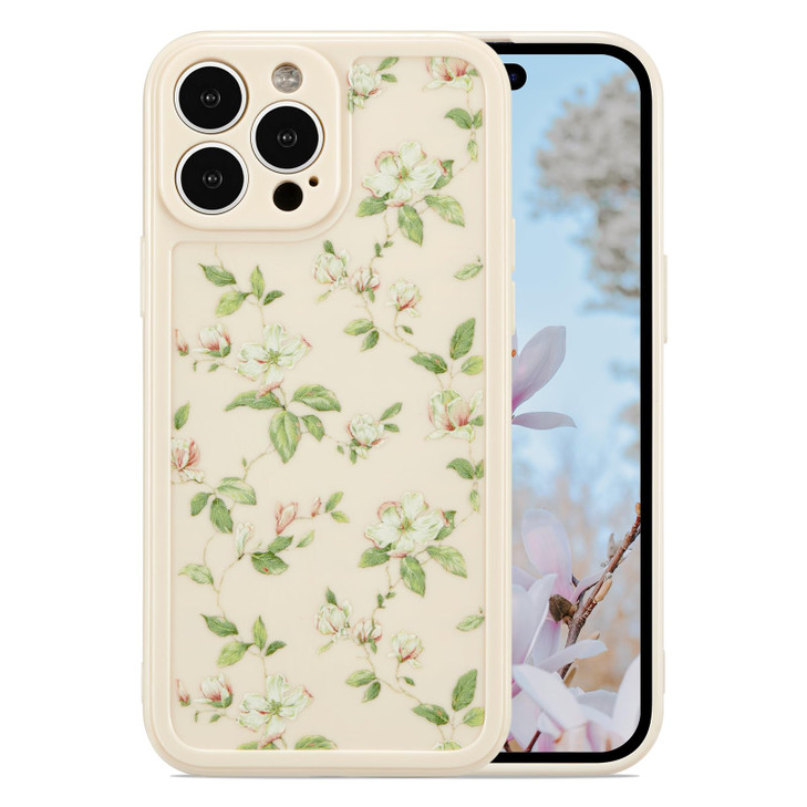 ZTOFERA Compatible with iPhone 15 Pro Max Case for Girls Women, Floral Flower Pattern Design Silicone Case, Slim Shockproof TPU Protective Bumper Cas