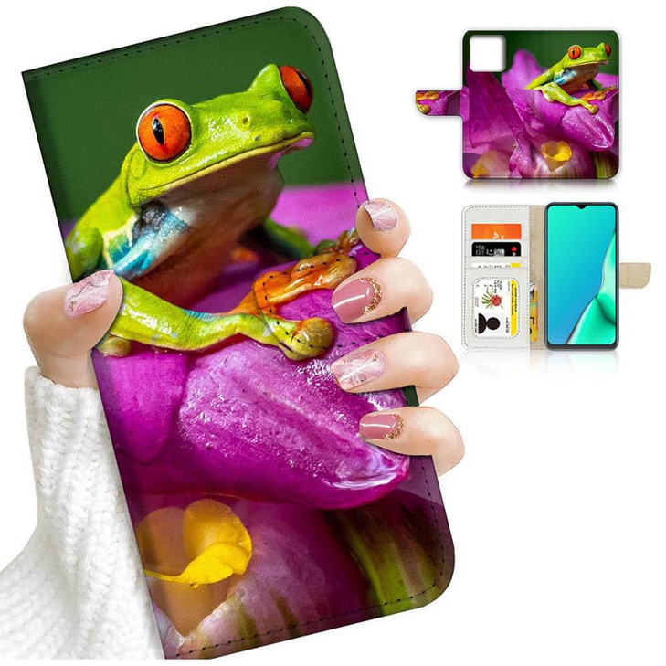 for iPhone 16 Pro, Designed Flip Wallet Phone Case Cover, A24618 Frog