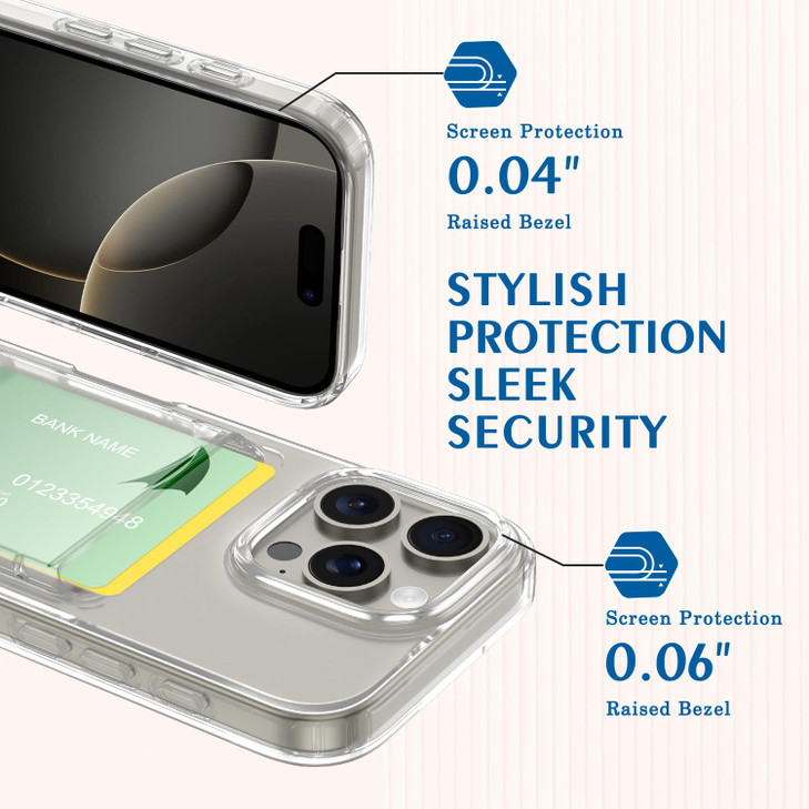 Petocase for iPhone 16 Pro Wallet Case Card Holder Slot Slim Fit Flexible TPU Gel Rubber Soft Skin Silicone Protective Phone Case Cover for Apple iPh