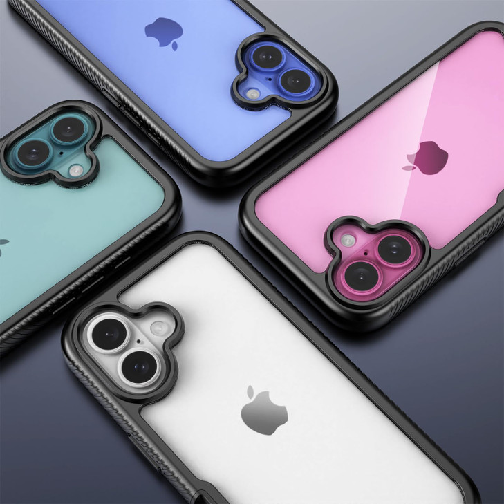 IDweel for iPhone 16 Plus Case, Sturdy Shockproof Case with Tempered Glass Screen Protector, Heavy Duty Protection Shock Resistant Hybrid Clear Bumpe