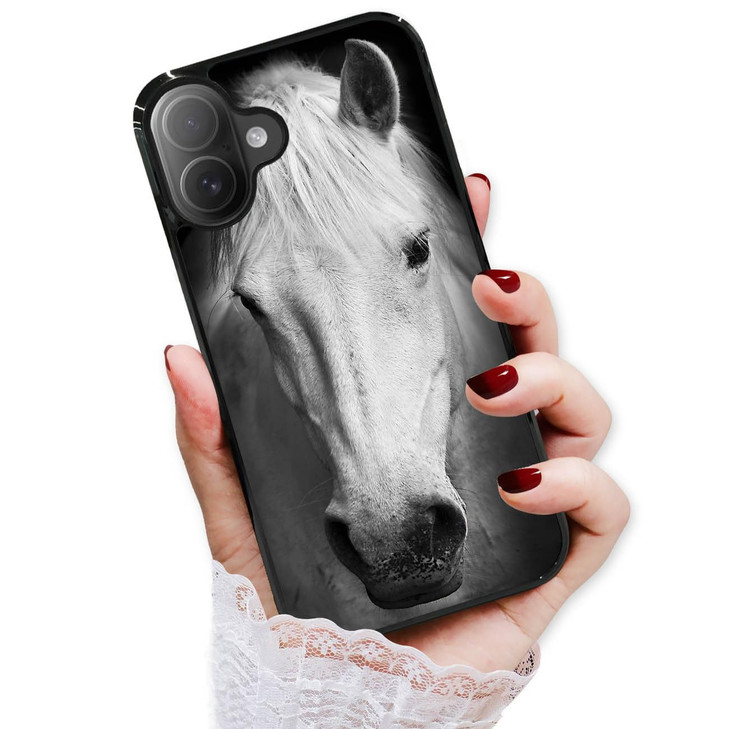 AjourTek for iPhone 16 Plus, Durable Protective Soft Back Case Phone Cover, HOT13407 White Horse