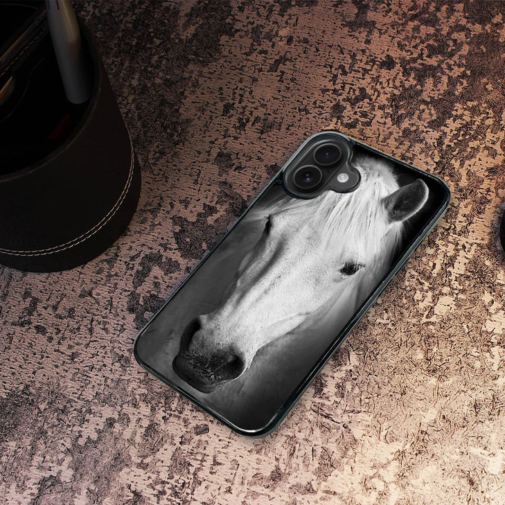 AjourTek for iPhone 16 Plus, Durable Protective Soft Back Case Phone Cover, HOT13407 White Horse