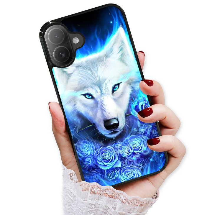 AjourTek for iPhone 16 Plus, Durable Protective Soft Back Case Phone Cover, HOT13349 White Fox Wolf 13349