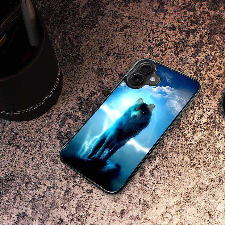 AjourTek for iPhone 16 Plus, Durable Protective Soft Back Case Phone Cover, HOT12317 Night Wolf Moon 12317