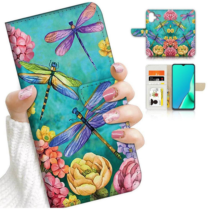 AJOURTEK for iPhone 16 Plus, Designed Flip Wallet Phone Case Cover, A24369 Art Dragonfly 24369