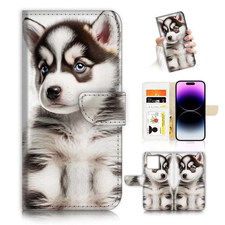 for iPhone 16 Pro, Designed Flip Wallet Phone Case Cover, A26935 Baby Husky Puppy Dog 26935