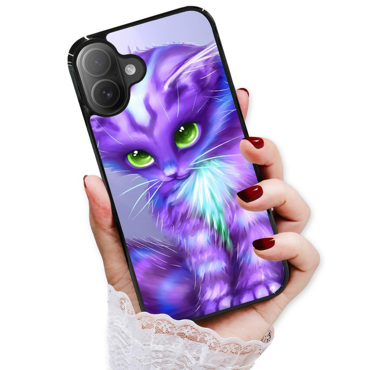 AjourTek for iPhone 16, Durable Protective Soft Back Case Phone Cover, HOT12262 Cartoon Kitten Cat 12262