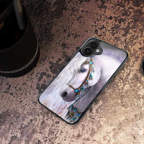 AjourTek for iPhone 16, Durable Protective Soft Back Case Phone Cover, HOT12320 White Horse Princess 12320