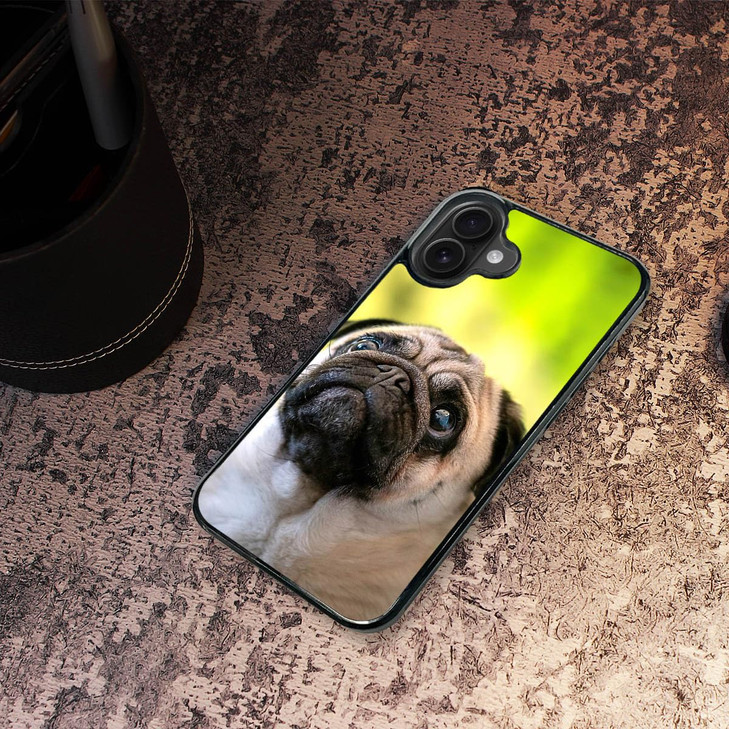 for iPhone 16, Durable Protective Soft Back Case Phone Cover, HOT12790 Baby Puppy Dog Pug 12790