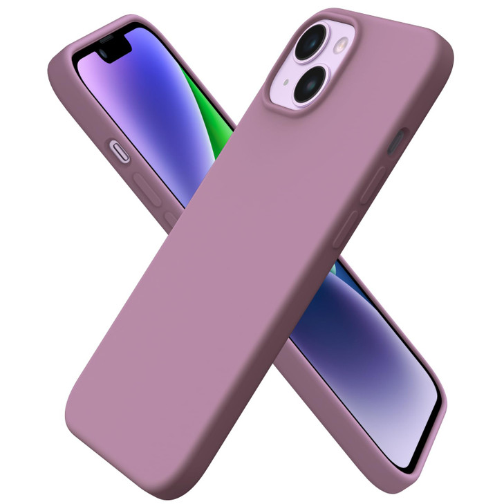 ORNARTO Compatible with iPhone 14 Case 6.1, Slim Liquid Silicone 3 Layers Full Phone Covered Soft Gel Rubber Case Protective Phone Cover 6.1 Inch-Lil