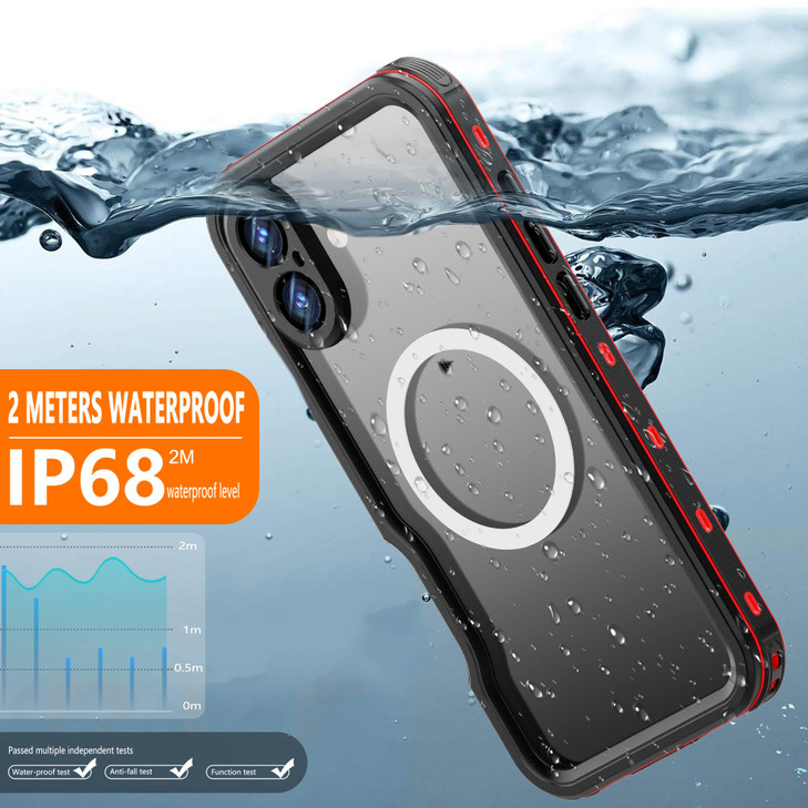LJFLYXRI Magnetic Case Compatible with iPhone 16 Plus, IP68 Waterproof,Built-in Screen Protector,Full Body Shockproof, Military Grade Dropproof Case,