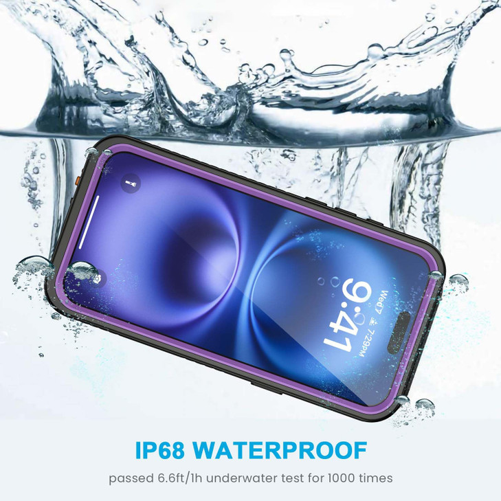 Lanhiem for iPhone 16 Case, IP68 Waterproof Dustproof Shockproof Cases with Built-in Screen Protector, 360 Full Body Protective Heavy Duty Rugged Pho