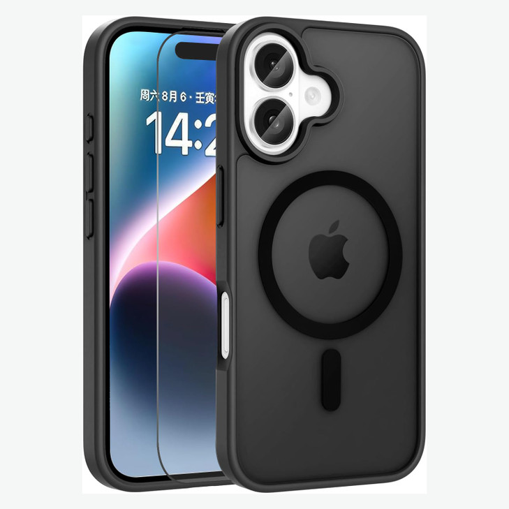 Aircawin Magnetic Case for iPhone 16 Case with Tempered Glass Screen Protector 2024,Compatible with Magsafe, Military-Grade Protection Shockproof iPh