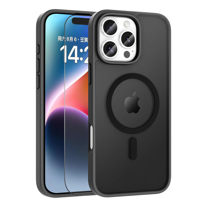 Aircawin Magnetic Case for iPhone 16 Case with Tempered Glass Screen Protector 2024,Compatible with Magsafe, Military-Grade Protection Shockproof iPh