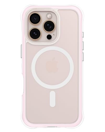ORNARTO Air Case for iPhone 16 Pro Clear, Compatible with MagSafe, Military-Grade Drop Protection Cover with Built-in Air, Pink