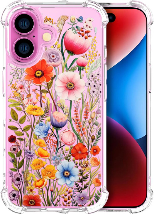 ENDIY Cases Compatible with iPhone 16 Plus Case for Women Cute Phone Case Clear Design, 16 Plus Case Cool Kawaii Protective,Anemone Lily Leaves Flowe