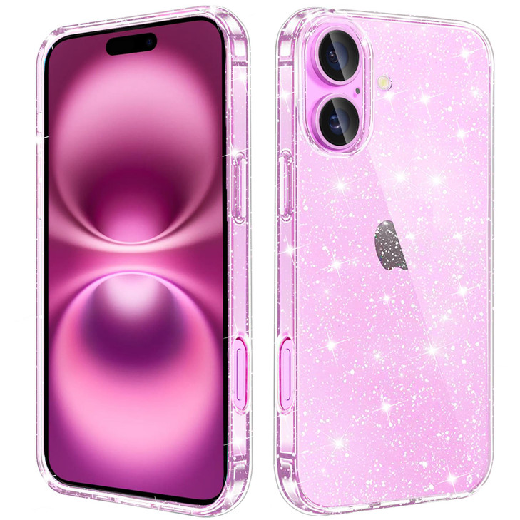 JJGoo Compatible with iPhone 16 Plus Case Clear Glitter, Sparkle Soft TPU Transparent Shockproof Women Girls Slim Bling Sparkly Bumper Cover Phone Ca