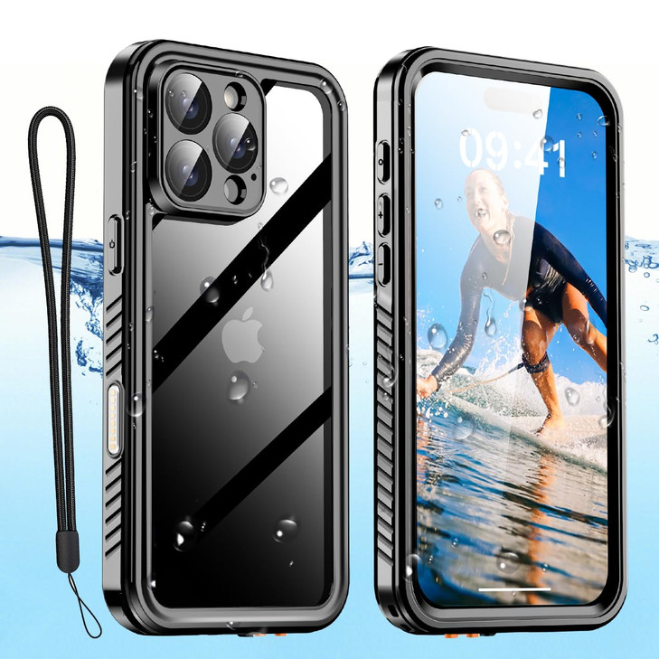 AICase Compatible with iPhone 16 Pro Max Case Waterproof, Clear Water Proof Built-in Screen Protector Shockproof Dustproof Snowproof Full Body Rugged