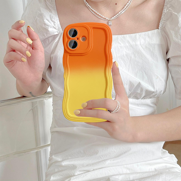 UEEBAI Wave Frame Silicon Case for iPhone 16 Pro Max Phone Case, Cute Wave Frame Slim Fit Shockproof Phone Bumper Cover Soft Pretty Curly Girly Cover