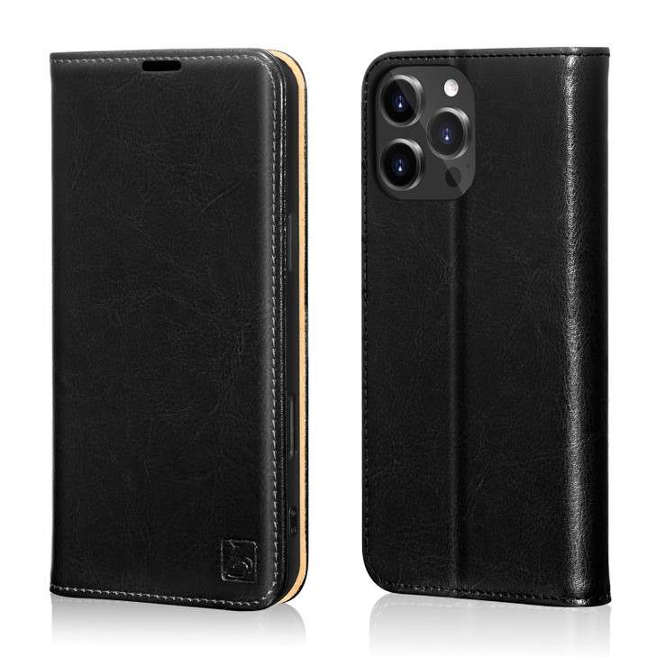 Belemay Compatible with iPhone 16 Pro Max Case Wallet, Durable Genuine Leather, RFID Blocking Card Holders, Shockproof TPU Shell, Kickstand, Drop Pro