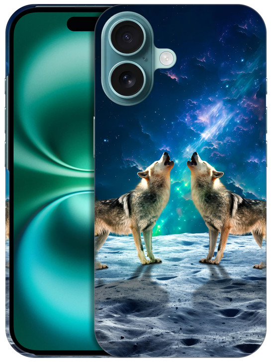 SuzaCase Back Case for iPhone 16, iPhone 16 Case with Stylish Wolf Howling Design Printed Cute, Sleek Durable Hardshell Protective Designer Phone Cas