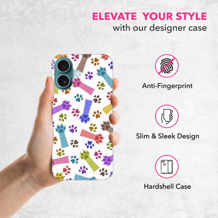 SuzaCase Back Case for iPhone 16 Plus, iPhone 16 Plus Case with Stylish Cat Paw Multicolor Pattern Design Printed Cute, Sleek Durable Hardshell Prote
