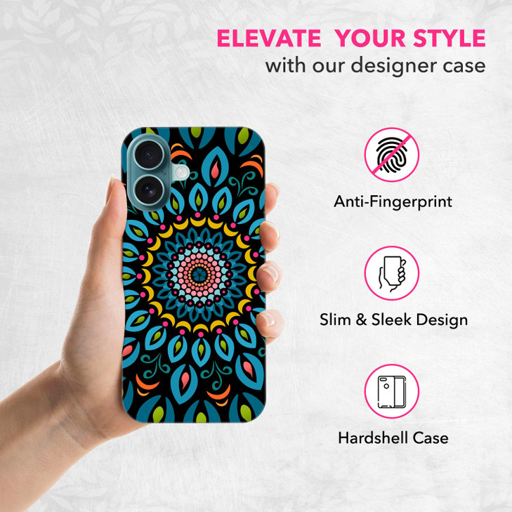 SuzaCase Back Case for iPhone 16 Plus, iPhone 16 Plus Case with Stylish Mandala Colored Design Printed Cute, Sleek Durable Hardshell Protective Desig