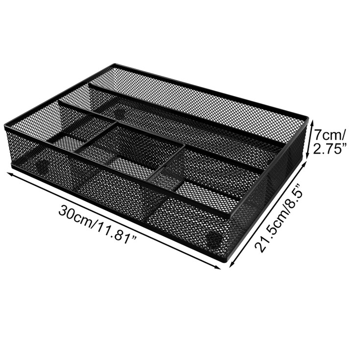 EasyPAG Drawer Organizer Metal Mesh Dividers Desk Organizers Pen Organizer for Desk Drawer Tray Box Accessories for Desktop,Black