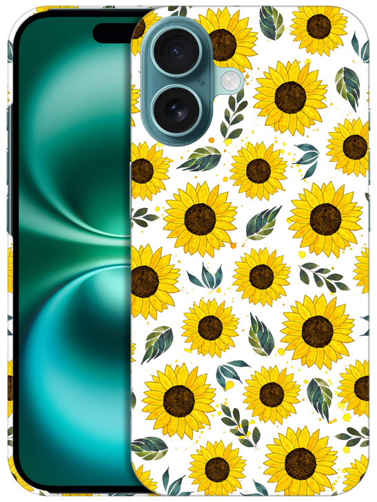 SuzaCase Back Case for iPhone 16 Plus, iPhone 16 Plus Case with Stylish Sunflower Watercolored Design Printed Cute, Sleek Durable Hardshell Protectiv