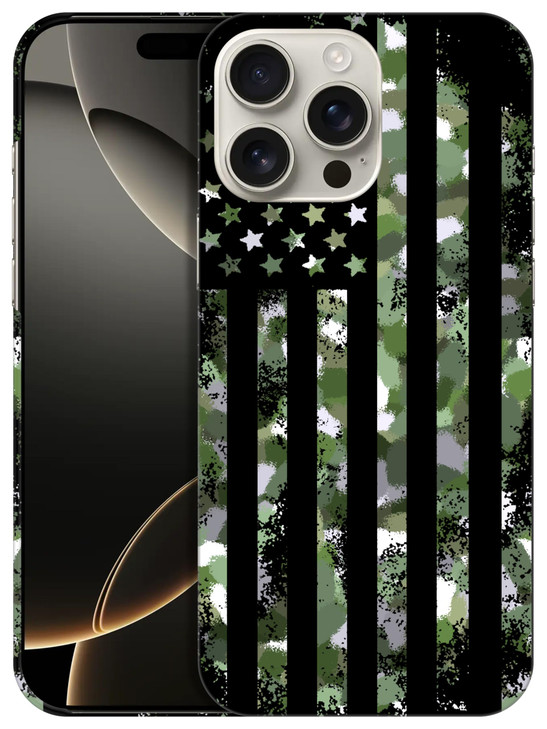 SuzaCase Back Case for iPhone 16 Pro, iPhone 16 Pro Case with Stylish Camouflage Green USA Flag Design Printed Cute, Sleek Durable Hardshell Protecti