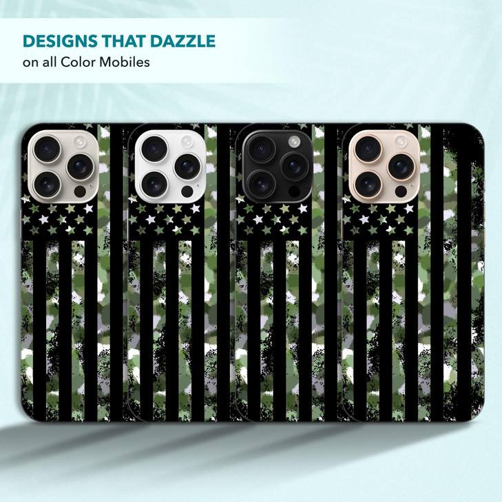 SuzaCase Back Case for iPhone 16 Pro, iPhone 16 Pro Case with Stylish Camouflage Green USA Flag Design Printed Cute, Sleek Durable Hardshell Protecti