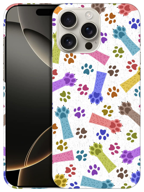 SuzaCase Back Case for iPhone 16 Pro, iPhone 16 Pro Case with Stylish Cat Paw Multicolor Pattern Design Printed Cute, Sleek Durable Hardshell Protect