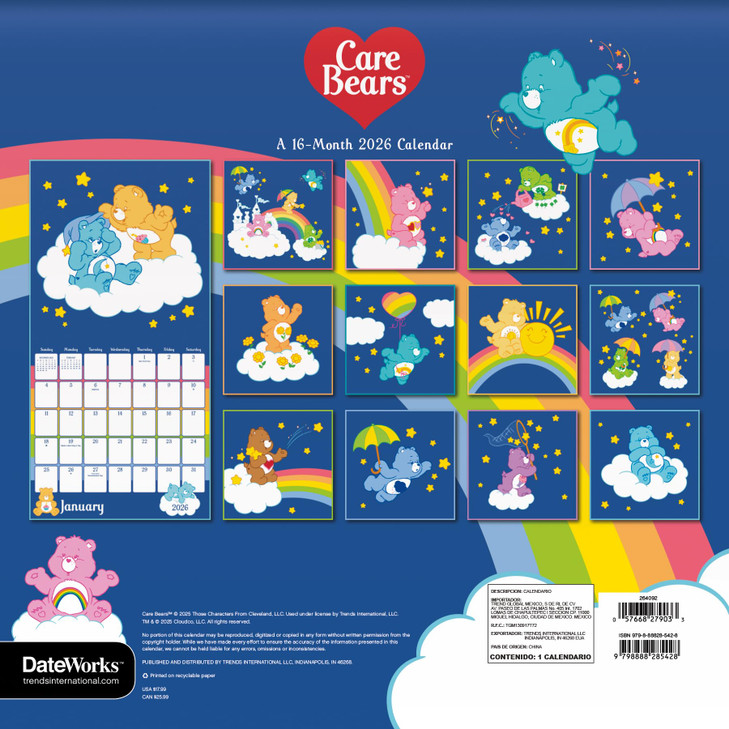 Care Bears Calendar 2026 - Deluxe 2026 Care Bears Wall Calendar Bundle with Over 100 Reminder Stickers Featuring Cheer, Grumpy, Funshine, More (Hasbr
