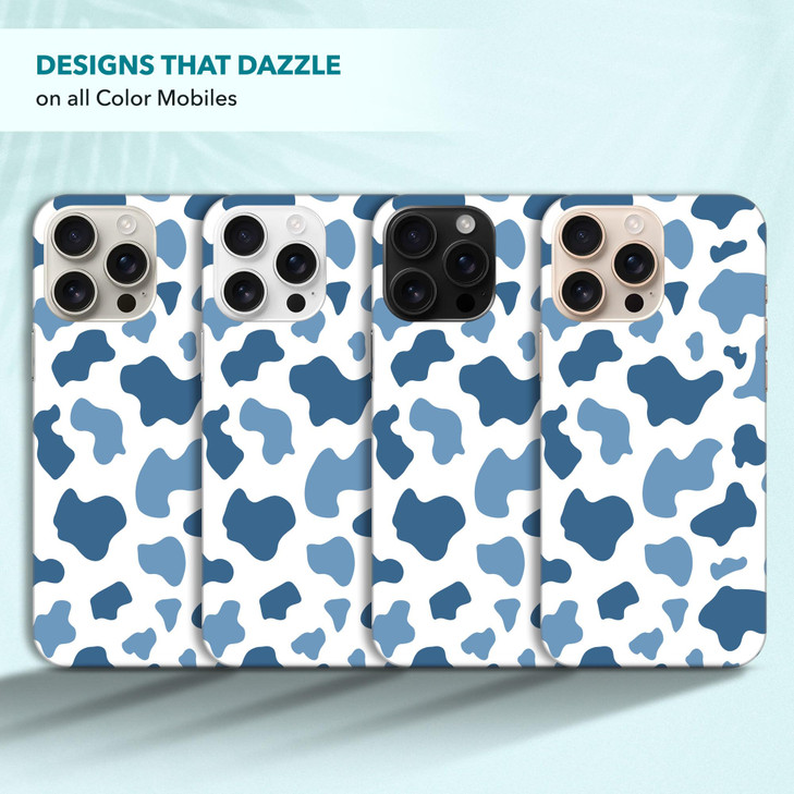 SuzaCase Back Case for iPhone 16 Pro Max, iPhone 16 Pro Max Case with Stylish Blue Cow Skin Print Design Printed Cute, Sleek Durable Hardshell Protec